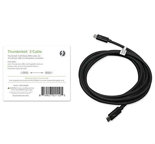 Thunderbolt 3 כבלים של 20 ג'יגה -ביט לשנייה תומך בטעינה של 100 וואט, תואם 6.6ft / 2m USB C [Thunderbolt 3 Certified]